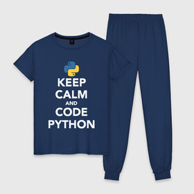 Женская пижама хлопок с принтом PYTHON / ПАЙТОН в Екатеринбурге, 100% хлопок | брюки и футболка прямого кроя, без карманов, на брюках мягкая резинка на поясе и по низу штанин | big data | hacker | it | python | айти | база данных | взлом | искусственный интелект. | кодер | нейросети | пайтон | питон | прогер | программирование | программист | разработчик | хакер | языки программирования