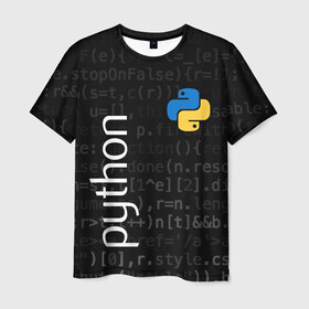 Мужская футболка 3D с принтом PYTHON / ПАЙТОН в Екатеринбурге, 100% полиэфир | прямой крой, круглый вырез горловины, длина до линии бедер | Тематика изображения на принте: big data | hacker | it | python | айти | база данных | взлом | искусственный интелект. | кодер | нейросети | пайтон | питон | прогер | программирование | программист | разработчик | хакер | языки программирования