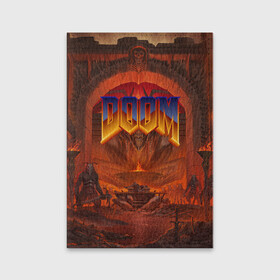 Обложка для паспорта матовая кожа с принтом DOOM | ДУМ (Z) в Екатеринбурге, натуральная матовая кожа | размер 19,3 х 13,7 см; прозрачные пластиковые крепления | demons | devil | doom | doom eternal | doom slayer | hell | slayer | ад | вега | демоны | дум | икона греха | какодемон | манкубус | солдат рока | элементаль боли