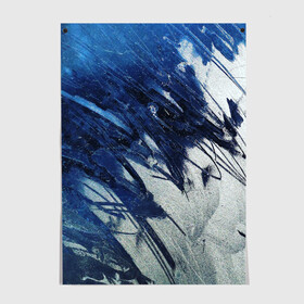 Постер с принтом Серо-синее абстрактное в Екатеринбурге, 100% бумага
 | бумага, плотность 150 мг. Матовая, но за счет высокого коэффициента гладкости имеет небольшой блеск и дает на свету блики, но в отличии от глянцевой бумаги не покрыта лаком | абстракция | двухцветное | серое | синее | спокойное