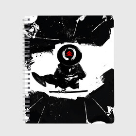 Тетрадь с принтом Ghost of Tsushim | Призрак Цусимы (Z) в Екатеринбурге, 100% бумага | 48 листов, плотность листов — 60 г/м2, плотность картонной обложки — 250 г/м2. Листы скреплены сбоку удобной пружинной спиралью. Уголки страниц и обложки скругленные. Цвет линий — светло-серый
 | game | ghost of tsushim | jin sakai | ninja | samurai | the ghost of tsushimпризрак цусимы | буке | вакидзаси | воин | вояк | дайсё | дзин сакай | иайто | игра | катана | кодати | мононофу | мститель | мушя | ниндзя | нодати | одати
