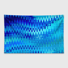 Флаг-баннер с принтом Синий-голубой абстрактный узор в Екатеринбурге, 100% полиэстер | размер 67 х 109 см, плотность ткани — 95 г/м2; по краям флага есть четыре люверса для крепления | абстрактный | волны | зигзаг | размытый узор | синий | современный
