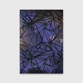 Обложка для паспорта матовая кожа с принтом Синий-бежевый абстрактный узор в Екатеринбурге, натуральная матовая кожа | размер 19,3 х 13,7 см; прозрачные пластиковые крепления | Тематика изображения на принте: абстрактный | мужской | полигональный узор | синий | современный | текстура | фиолетовый