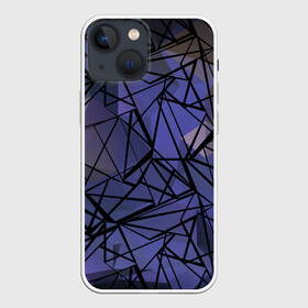 Чехол для iPhone 13 mini с принтом Синий бежевый абстрактный узор в Екатеринбурге,  |  | абстрактный | мужской | полигональный узор | синий | современный | текстура | фиолетовый