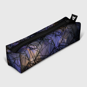 Пенал школьный 3D с принтом Синий-бежевый абстрактный узор в Екатеринбурге, 100% полиэстер | плотная ткань, застежка на молнии | абстрактный | мужской | полигональный узор | синий | современный | текстура | фиолетовый