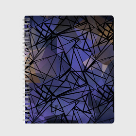 Тетрадь с принтом Синий-бежевый абстрактный узор в Екатеринбурге, 100% бумага | 48 листов, плотность листов — 60 г/м2, плотность картонной обложки — 250 г/м2. Листы скреплены сбоку удобной пружинной спиралью. Уголки страниц и обложки скругленные. Цвет линий — светло-серый
 | Тематика изображения на принте: абстрактный | мужской | полигональный узор | синий | современный | текстура | фиолетовый