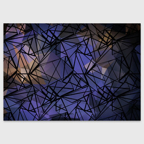 Поздравительная открытка с принтом Синий-бежевый абстрактный узор в Екатеринбурге, 100% бумага | плотность бумаги 280 г/м2, матовая, на обратной стороне линовка и место для марки
 | Тематика изображения на принте: абстрактный | мужской | полигональный узор | синий | современный | текстура | фиолетовый