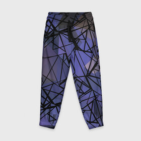 Детские брюки 3D с принтом Синий-бежевый абстрактный узор в Екатеринбурге, 100% полиэстер | манжеты по низу, эластичный пояс регулируется шнурком, по бокам два кармана без застежек, внутренняя часть кармана из мелкой сетки | абстрактный | мужской | полигональный узор | синий | современный | текстура | фиолетовый