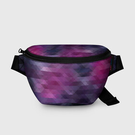Поясная сумка 3D с принтом Фиолетово-бордовый узор  в Екатеринбурге, 100% полиэстер | плотная ткань, ремень с регулируемой длиной, внутри несколько карманов для мелочей, основное отделение и карман с обратной стороны сумки застегиваются на молнию | абстрактный | креативный | молодежный | полигональный популярный | современный | текстура | темно фиолетовый | узор