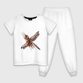 Детская пижама хлопок с принтом Медная стрекоза в Екатеринбурге, 100% хлопок |  брюки и футболка прямого кроя, без карманов, на брюках мягкая резинка на поясе и по низу штанин
 | dragonfly | графика | крылья | летать | медный | насекомое | рисунок | стрекоза