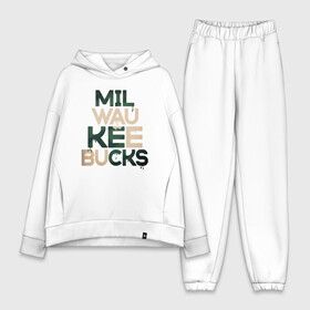 Женский костюм хлопок Oversize с принтом Milwaukee Bucks в Екатеринбурге,  |  | antetokounmpo | basketball | bucks | giannis | milwaukee | mvp | nba | sport | streetball | адетокумбо | бакс | баскетбол | игра | милуоки | мяч | нба | олень | спорт | стритбол | тренер | чемпион | янис