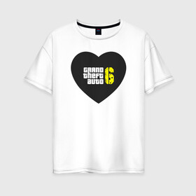 Женская футболка хлопок Oversize с принтом GTA 6 - Heart в Екатеринбурге, 100% хлопок | свободный крой, круглый ворот, спущенный рукав, длина до линии бедер
 | andreas | auto | game | games | grand | gta | gta 5 | gta 6 | gta online | gta5 | gta6 | gtaonline | logo | online | san | theft | unf | автоугонщик | андреас | великий | гта | гта 5 | гта 6 | гта онлайн | гта5 | гта6 | гтаонлайн | игра | игры | 
