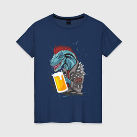 Женская футболка хлопок с принтом Пивозавр - Гранж в Екатеринбурге, 100% хлопок | прямой крой, круглый вырез горловины, длина до линии бедер, слегка спущенное плечо | dinosaur | pivo | pivozavr | гранж | динозавр | прикол