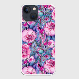 Чехол для iPhone 13 mini с принтом Волшебный сад с пионами в Екатеринбурге,  |  | peonies | peony | волшебный | пион | пионы | сад | сказка | сказочный | цветочки | цветочный | цветы