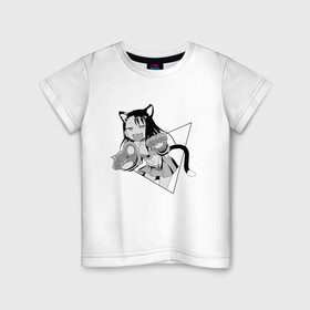 Детская футболка хлопок с принтом Нагаторо-сан кошечка в Екатеринбурге, 100% хлопок | круглый вырез горловины, полуприлегающий силуэт, длина до линии бедер | аниме | кошка | нагаторо | неко | садистка | ученица | хаясэ | школьница