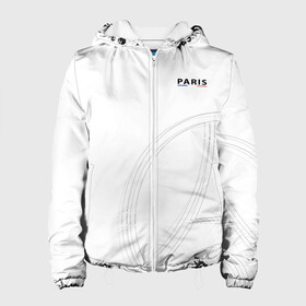 Женская куртка 3D с принтом PSG | Core Big Logo White (New 2022/23) в Екатеринбурге, ткань верха — 100% полиэстер, подклад — флис | прямой крой, подол и капюшон оформлены резинкой с фиксаторами, два кармана без застежек по бокам, один большой потайной карман на груди. Карман на груди застегивается на липучку | 0x000000123 | messi | neymar | paris saint germain | psg | месси | нейимар | псж