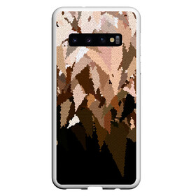 Чехол для Samsung Galaxy S10 с принтом Бежево-коричневая мозаика  в Екатеринбурге, Силикон | Область печати: задняя сторона чехла, без боковых панелей | Тематика изображения на принте: абстрактный | бежевый | камуфляж | коричневый | мозаика | молодежный | мужской | современный | соты | текстура