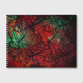 Альбом для рисования с принтом Абстрактный геометрический  в Екатеринбурге, 100% бумага
 | матовая бумага, плотность 200 мг. | Тематика изображения на принте: абстрактный | геометрический | зеленый | красный | линии | молодежный | полигональный | современный