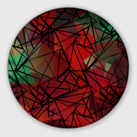 Коврик для мышки круглый с принтом Абстрактный геометрический  в Екатеринбурге, резина и полиэстер | круглая форма, изображение наносится на всю лицевую часть | Тематика изображения на принте: абстрактный | геометрический | зеленый | красный | линии | молодежный | полигональный | современный