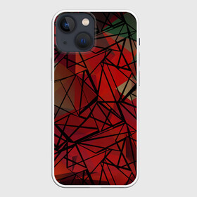 Чехол для iPhone 13 mini с принтом Абстрактный геометрический в Екатеринбурге,  |  | абстрактный | геометрический | зеленый | красный | линии | молодежный | полигональный | современный