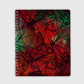 Тетрадь с принтом Абстрактный геометрический  в Екатеринбурге, 100% бумага | 48 листов, плотность листов — 60 г/м2, плотность картонной обложки — 250 г/м2. Листы скреплены сбоку удобной пружинной спиралью. Уголки страниц и обложки скругленные. Цвет линий — светло-серый
 | Тематика изображения на принте: абстрактный | геометрический | зеленый | красный | линии | молодежный | полигональный | современный