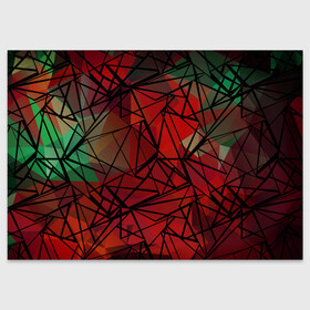 Поздравительная открытка с принтом Абстрактный геометрический  в Екатеринбурге, 100% бумага | плотность бумаги 280 г/м2, матовая, на обратной стороне линовка и место для марки
 | Тематика изображения на принте: абстрактный | геометрический | зеленый | красный | линии | молодежный | полигональный | современный