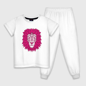 Детская пижама хлопок с принтом Pink Lion в Екатеринбурге, 100% хлопок |  брюки и футболка прямого кроя, без карманов, на брюках мягкая резинка на поясе и по низу штанин
 | animal | cat | lion | африка | животные | зверь | кот | кошка | лев | львенок | львица | тигр | хищник | царь
