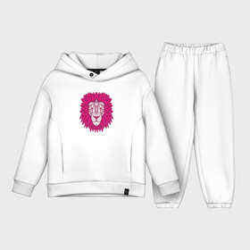 Детский костюм хлопок Oversize с принтом Pink Lion в Екатеринбурге,  |  | animal | cat | lion | африка | животные | зверь | кот | кошка | лев | львенок | львица | тигр | хищник | царь