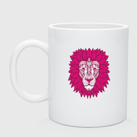 Кружка керамическая с принтом Pink Lion в Екатеринбурге, керамика | объем — 330 мл, диаметр — 80 мм. Принт наносится на бока кружки, можно сделать два разных изображения | animal | cat | lion | африка | животные | зверь | кот | кошка | лев | львенок | львица | тигр | хищник | царь