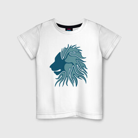 Детская футболка хлопок с принтом Super Lion в Екатеринбурге, 100% хлопок | круглый вырез горловины, полуприлегающий силуэт, длина до линии бедер | animal | cat | lion | африка | животные | зверь | кот | кошка | лев | львенок | львица | тигр | хищник | царь