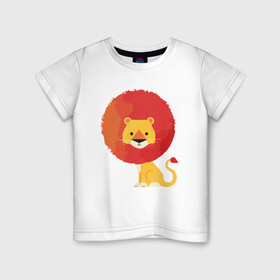 Детская футболка хлопок с принтом Милый лев в Екатеринбурге, 100% хлопок | круглый вырез горловины, полуприлегающий силуэт, длина до линии бедер | animal | cat | lion | африка | животные | зверь | кот | кошка | лев | львенок | львица | тигр | хищник | царь