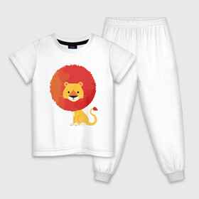 Детская пижама хлопок с принтом Милый лев в Екатеринбурге, 100% хлопок |  брюки и футболка прямого кроя, без карманов, на брюках мягкая резинка на поясе и по низу штанин
 | animal | cat | lion | африка | животные | зверь | кот | кошка | лев | львенок | львица | тигр | хищник | царь