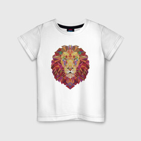 Детская футболка хлопок с принтом Lion Puzzle в Екатеринбурге, 100% хлопок | круглый вырез горловины, полуприлегающий силуэт, длина до линии бедер | animal | cat | lion | африка | животные | зверь | кот | кошка | лев | львенок | львица | тигр | хищник | царь