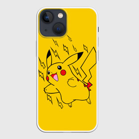 Чехол для iPhone 13 mini с принтом Летящий Пикачу в Екатеринбурге,  |  | anime | pikachu | pokemon | poket monster | poketmon | аниме | анимэ | карманные монстры | пикачу | покемон