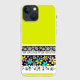 Чехол для iPhone 13 mini с принтом Яркий цветочный узор в Екатеринбурге,  |  | абстрактный | для детей | зеленый | неоновый зеленый | разноцветный | современный | цветочный узор
