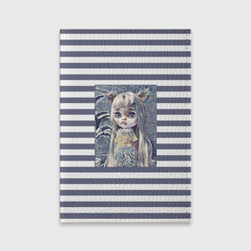 Обложка для паспорта матовая кожа с принтом Иллюстрация Кукла Блайз в Екатеринбурге, натуральная матовая кожа | размер 19,3 х 13,7 см; прозрачные пластиковые крепления | детский | для девочек | игрушки | кукла блайз | куклы | полосатый | серый | фото куклы