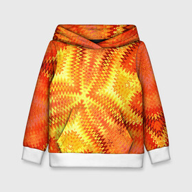 Детская толстовка 3D с принтом Желто-оранжевая абстракция  в Екатеринбурге, 100% полиэстер | двухслойный капюшон со шнурком для регулировки, мягкие манжеты на рукавах и по низу толстовки, спереди карман-кенгуру с мягким внутренним слоем | желто оранжевый | желтый | зигзаги | иллюзия | креативный | летний | осенний | фентези