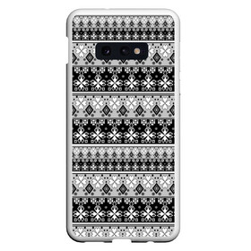 Чехол для Samsung S10E с принтом Черно-белый орнамент  в Екатеринбурге, Силикон | Область печати: задняя сторона чехла, без боковых панелей | молодежный | мужской | орнамент | полосы | скандинавский | современный | черно белый | этнический