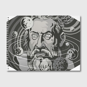 Альбом для рисования с принтом Галилео Галилей в Екатеринбурге, 100% бумага
 | матовая бумага, плотность 200 мг. | арт | астрономия | галилео | галилео галилей | планета | планеты | рисунок | солнечная система | учёный | чёрно белый | черно белый рисунок