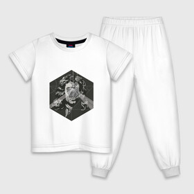Детская пижама хлопок с принтом Исаак Ньютон в Екатеринбурге, 100% хлопок |  брюки и футболка прямого кроя, без карманов, на брюках мягкая резинка на поясе и по низу штанин
 | арт | исаак ньютон | ньютон | рисунок | учёный | физик | физика | чёрно белый | черно белый рисунок | яблоко
