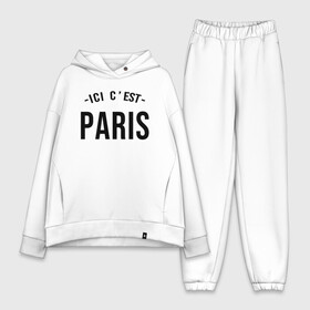 Женский костюм хлопок Oversize с принтом PARIS SAINT GERMAIN в Екатеринбурге,  |  | black | champion | football | france | germain | leo | lionel | mbappe | mesi | messi | neymar | paris | psg | saint | soccer | sport | team | white | лео | леонель | лионель | лионель месси | мбаппе | меси | месси | надпись | неймар | париж | псж | спорт