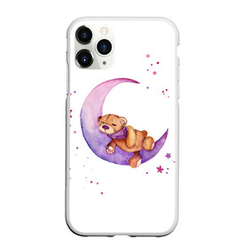 Чехол для iPhone 11 Pro матовый с принтом Плюшевый мишка спит на луне в Екатеринбурге, Силикон |  | bedtime | dream | moon | night | sleep | stars | teddy bear | акварель | акварельный | детский | дизайн | звездный | звезды | игрушка | луна | малыш | малышковый | медведь | милый | мишка | ночь | плюшевый | розовый | сиреневый