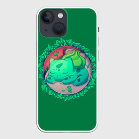 Чехол для iPhone 13 mini с принтом Спящий Бульбазавр в Екатеринбурге,  |  | anime | bulbasaur | pokemon | poket monster | poketmon | аниме | анимэ | бульбазавр | карманные монстры | покемон