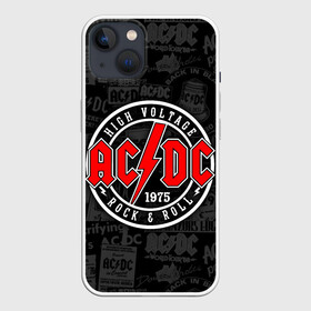 Чехол для iPhone 13 с принтом AC DC HIGH VOLTAGE в Екатеринбурге,  |  | ac dc | angus young. | back in black | brian johnson | hells bells | highway to hell | rock | thunderstruck | tnt | ангус янг | брайан джонсон | группа | музыка | рок | эйси диси
