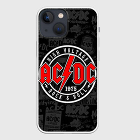 Чехол для iPhone 13 mini с принтом AC DC HIGH VOLTAGE в Екатеринбурге,  |  | ac dc | angus young. | back in black | brian johnson | hells bells | highway to hell | rock | thunderstruck | tnt | ангус янг | брайан джонсон | группа | музыка | рок | эйси диси