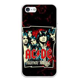 Чехол для iPhone 5/5S матовый с принтом AC DC HIGHWAY TO HELL в Екатеринбурге, Силикон | Область печати: задняя сторона чехла, без боковых панелей | ac dc | angus young. | back in black | brian johnson | hells bells | highway to hell | rock | thunderstruck | tnt | ангус янг | брайан джонсон | группа | музыка | рок | эйси диси