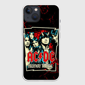 Чехол для iPhone 13 с принтом AC DC HIGHWAY TO HELL в Екатеринбурге,  |  | ac dc | angus young. | back in black | brian johnson | hells bells | highway to hell | rock | thunderstruck | tnt | ангус янг | брайан джонсон | группа | музыка | рок | эйси диси