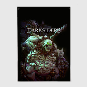 Постер с принтом Гнев Войны | Darksiders (Z) в Екатеринбурге, 100% бумага
 | бумага, плотность 150 мг. Матовая, но за счет высокого коэффициента гладкости имеет небольшой блеск и дает на свету блики, но в отличии от глянцевой бумаги не покрыта лаком | darksiders | darksiders 2 | darksiders 3 | ulthane | wrath of war | всадник апокалипсиса | гнев войны | обугленный совет | руина | ультэйн