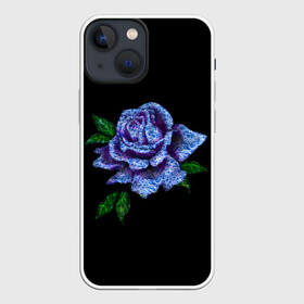 Чехол для iPhone 13 mini с принтом Сапфировая роза в Екатеринбурге,  |  | rose | лазурная | роза | сапфир | сапфировая | сапфировый | цветок | цветочек | цветочки | цветы