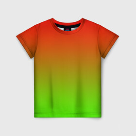 Детская футболка 3D с принтом Градиент Яблоко в Екатеринбурге, 100% гипоаллергенный полиэфир | прямой крой, круглый вырез горловины, длина до линии бедер, чуть спущенное плечо, ткань немного тянется | Тематика изображения на принте: градиент | желтый | зеленый | красный | перелив | переход | фрукты | цвета | яблоко